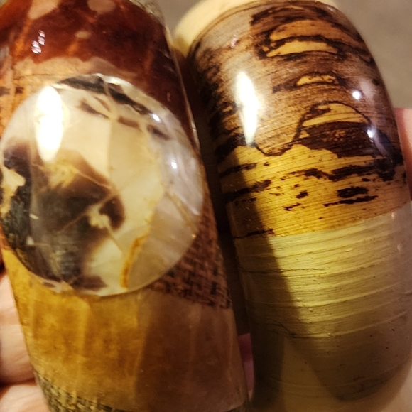 VINTAGE RESIN WOOD BANGLE SET EARTH TONE CHUNKY STATEMENT HIPPIE BOHO - Picture 11 of 16